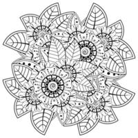 mehndi flower decorative ornament in ethnic oriental style, doodle ornament, outline hand draw. vector