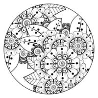 adorno decorativo de flores mehndi en estilo étnico oriental, adorno de doodle, dibujo a mano de contorno. vector