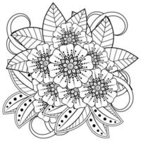 mehndi flower decorative ornament in ethnic oriental style, doodle ornament, outline hand draw. coloring book page. vector