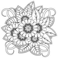 mehndi flower decorative ornament in ethnic oriental style, doodle ornament, outline hand draw. coloring book page. vector