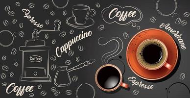 Fondo de café con taza de café realista - vector foto