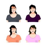 Vector avatar cartoon set with different head parts