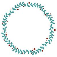 New Year wreath with leaves and berries vector illustration