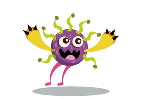 Illustration vector graphic of cute bacteria character running. Vector cartoon illustration of a virus, bacteria. Cartoon microbes. Simple vector illustration EPS10 isolated on white background.