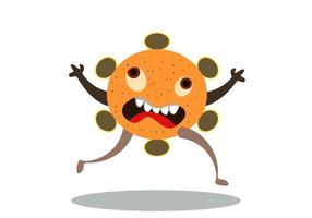 Vector cartoon illustration of a virus. cute cartoon germ in flat style design.