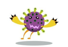 Vector cartoon illustration of a virus. cute cartoon germ in flat style design.