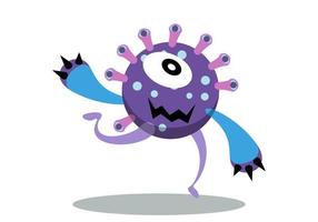 cute bacteria character running. Vector cartoon illustration of a virus, bacteria. Cartoon microbes.