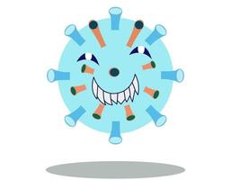 Illustration of spooky light blue bacteria character. Simple vector illustration EPS10 isolated on white background.