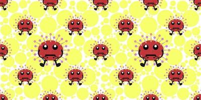 Seamless pattern of Cute cartoon germ in flat style design isolated on yellow circle fill background. vector