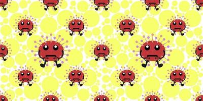 Seamless pattern of Cute cartoon germ in flat style design isolated on yellow circle fill background. vector