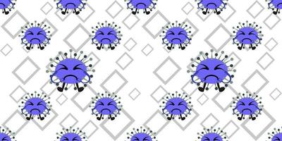 Seamless pattern of cartoon germs isolated on random rectangle pattern design. vector
