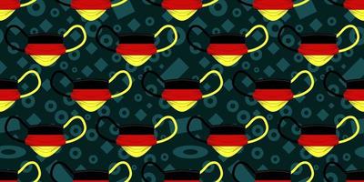 Seamless pattern of surgical mask with Germany flag on memphis element background. Vector illustration eps10.