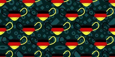 Seamless pattern of surgical mask with Germany flag on memphis element background. Vector illustration eps10.