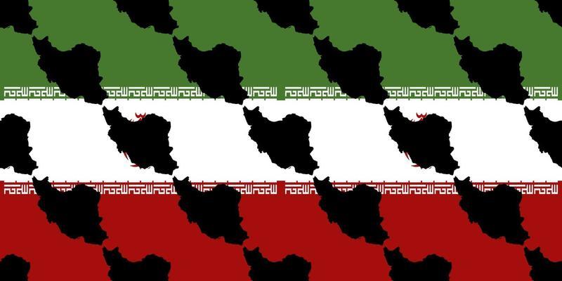Seamless pattern of Iran map silhouette isolated on iran flag background. Suits for Decorative Paper, Packaging, Covers, Gift Wrap and House Interior Design. Vector illustration EPS10.
