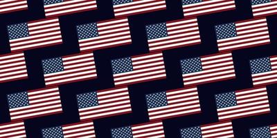 Patrón sin fisuras de la bandera de Estados Unidos aislado sobre fondo azul oscuro. trajes para papel decorativo, packaging, fundas, papel de regalo y diseño de interiores de casas. vector