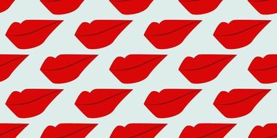 Seamless pattern of Red female lips isolated on light red background. Cosmetics Concept. Suits for Decorative Paper, Packaging, Covers, Gift Wrap and House Interior Design. vector