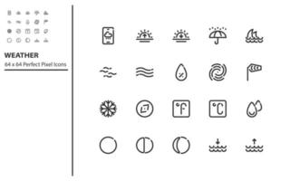 Set of weather line icons vector