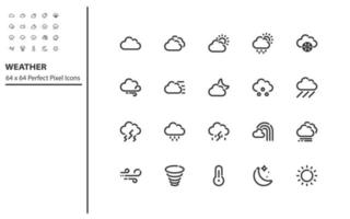 Set of weather line icons vector