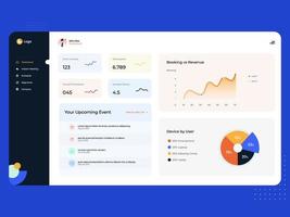 UI - dashboard for event management and video conferencing vector