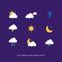 Icon collection with weather theme vector