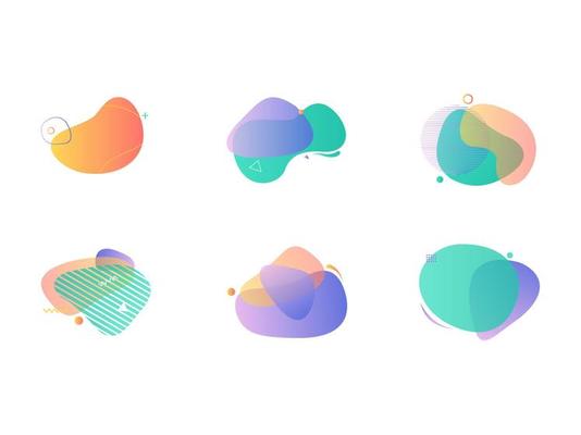 Set of abstract shapes with gradations of color