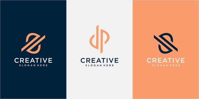 SP Letter Logo with Intersected Design and Round Frame Vector Illustration. letter DP logo design concept