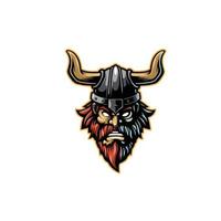 logotipo de la mascota de la cabeza de vikingo enojado vector