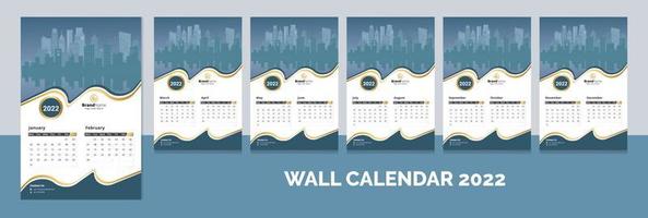 Creative corporate 12 months wall calendar 2022, week calendar, calendar layout template design vector
