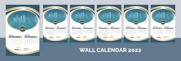 Creative corporate 12 months wall calendar 2022, week calendar, calendar layout template design vector