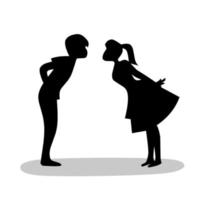 teen couple silhouette kissing vector