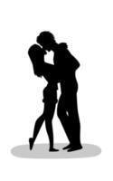 silhouette image illustration, kissing couple vector
