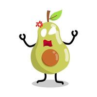 lindo personaje de aguacate está enojado ilustración vector