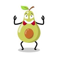 cute avocado character with scared expression illustration vector