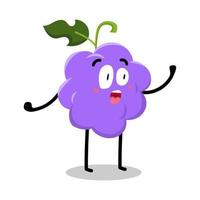 cute grape character with shocked expression illustration vector