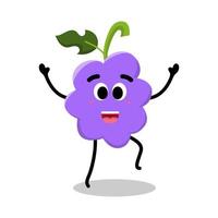 cute grape character with happy expression illustration vector