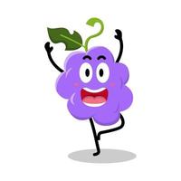 cute grape character with happy expression illustration vector