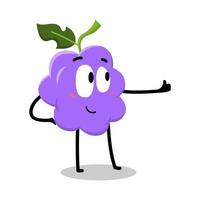 cute grape character showing thumbs up illustration vector