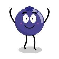 cute blueberry character with happy expression illustration vector