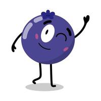 cute blueberry character winking illustration vector