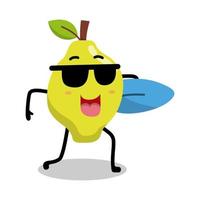 cute mango character carrying a surfboard illustration vector