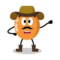 lindo personaje naranja se convierte en una ilustración de vaquero vector