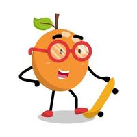 cute orange character is skateboarding illustration vector