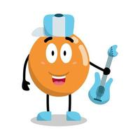 cute orange character holding guitar illustration vector