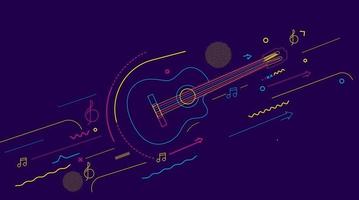 Electric guitar icon. Outline electric guitar vector icon - Colorful Line art vector illustration.