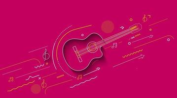 Electric guitar icon. Outline electric guitar vector icon - Colorful Line art vector illustration.