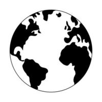 Earth globe drawing of world map, vector illustration minimalist design of minimalism. Outline, line, doodle style, icon, sketch, hand drawn on isolated white background.