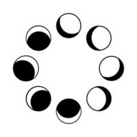 imagen de boceto con fase de luna negra. símbolo de contorno. fondo blanco aislado. vector