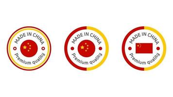 Hecho en sello de calidad china. emblema de china, etiqueta, letrero, botón. icono de vector. vector