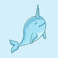 Narwhal Cartoon Cute Ocean Animals Illustration vector