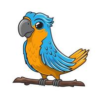 Parrot Bird Cartoon Cute Blue Macaw Bird Illustration vector